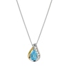 Thumbnail Image 1 of Sterling Silver & 9ct Gold Blue Topaz Pear Pendant 18"