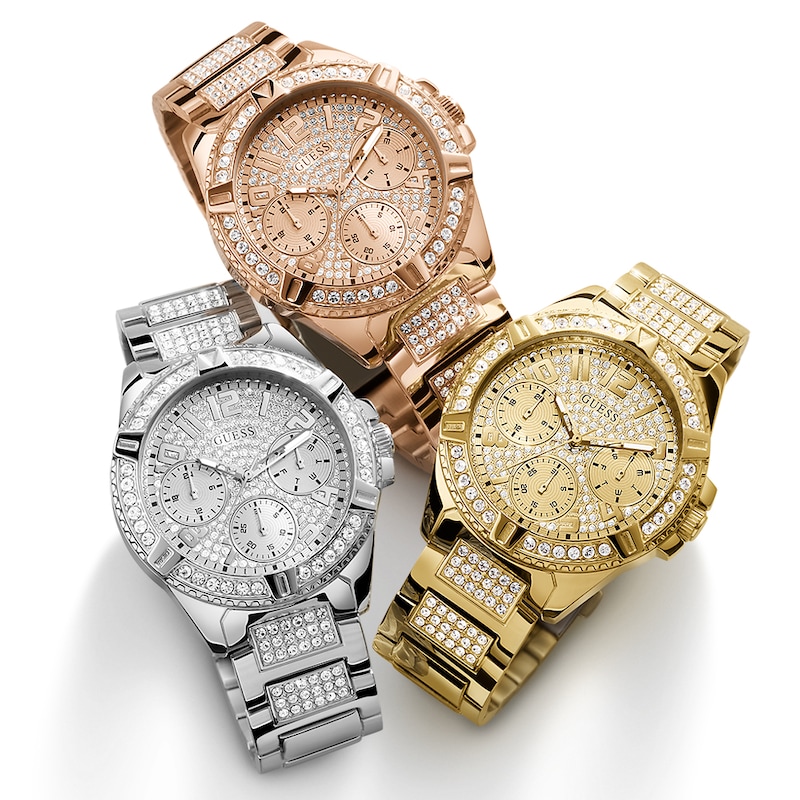 Main Image 6 of Guess Glitz Ladies' Crystal Dial Stainless Steel Bracelet Watch