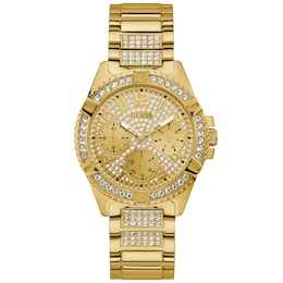 Guess Glitz Ladies' Gold Tone Crystal Dial Gold Tone Bracelet Watch