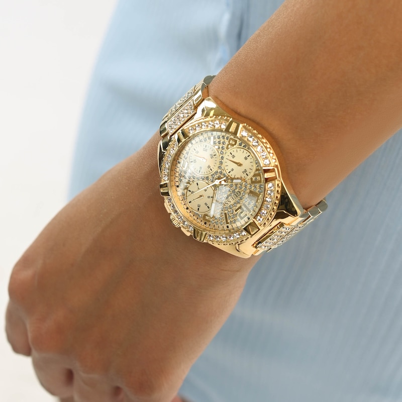 Main Image 8 of Guess Glitz Ladies' Gold Tone Crystal Dial Gold Tone Bracelet Watch