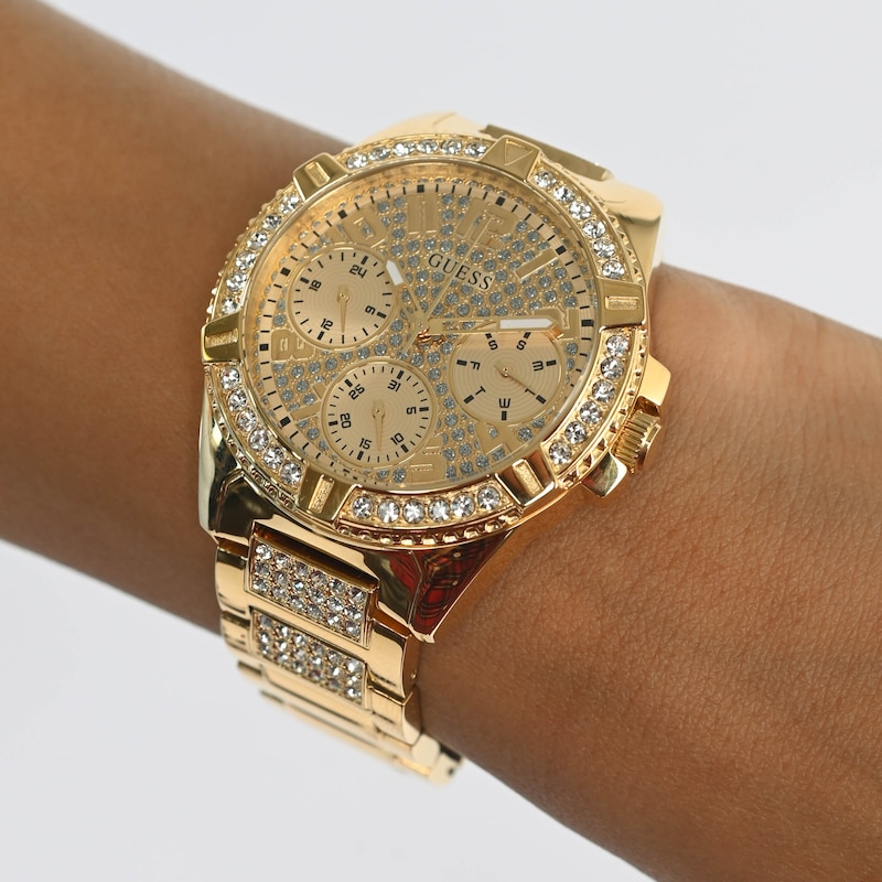 Main Image 9 of Guess Glitz Ladies' Gold Tone Crystal Dial Gold Tone Bracelet Watch