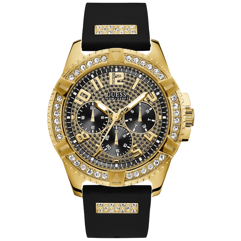 Main Image 1 of Guess Men's Black Crystal Dial Black Silicone Strap Watch