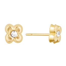 Children's 9ct Yellow Gold Crystal Flower Stud Earrings