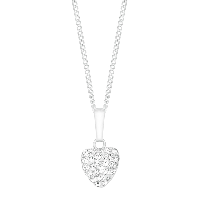 Main Image 1 of Children's Sterling Silver 7mm Cubic Zirconia Crystal Heart Pendant