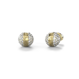 Guess Gold Tone Crystal Bead Stud Earrings