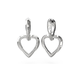 Guess Silver Tone Mon Amour Heart Stud Earrings