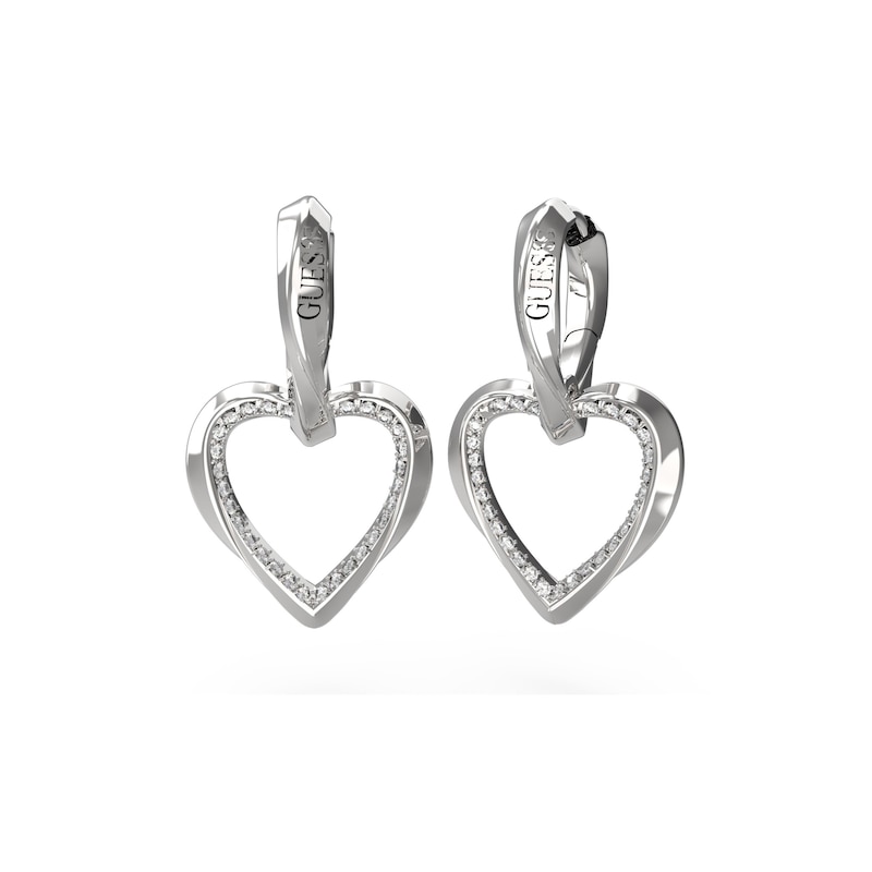 Main Image 1 of Guess Silver Tone Mon Amour Heart Stud Earrings