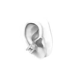 Guess Silver Tone Heart Crystal Mono Earcuff