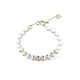 Guess Silver Tone MOP Detail & Crystal Bracelet
