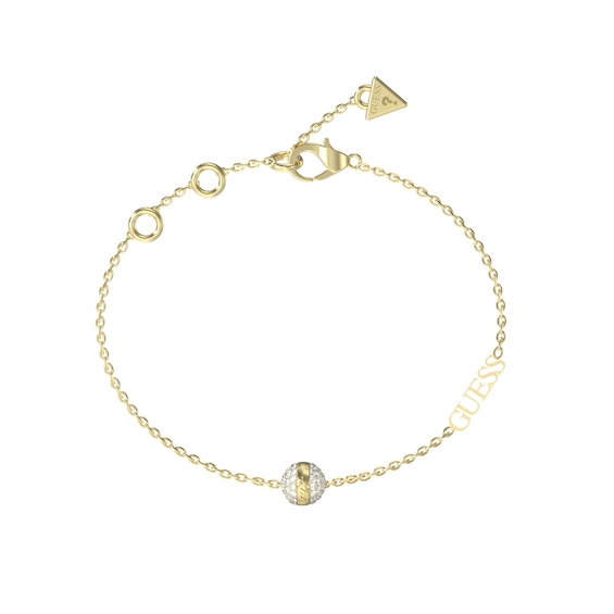 Guess Gold Tone Bead and Crystal Bracelet