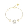 Thumbnail Image 1 of Guess Gold Tone 4G Logo & Pave Flower Bracelet