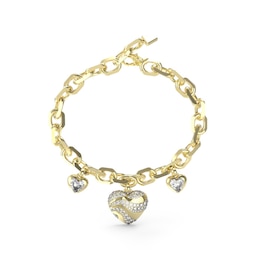 Guess Gold Tone Multi Crystal Charm Bracelet