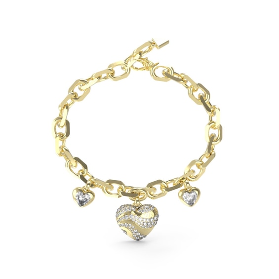 Guess Gold Tone Multi Crystal Charm Bracelet