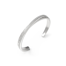 Guess Silver Tone Matelassé & Pave Bangle
