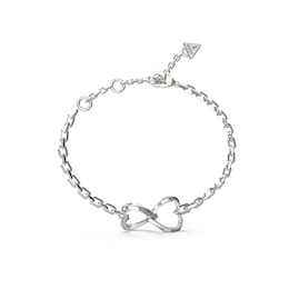 Guess Silver Tone Mon Amour Two Hearts Bracelet