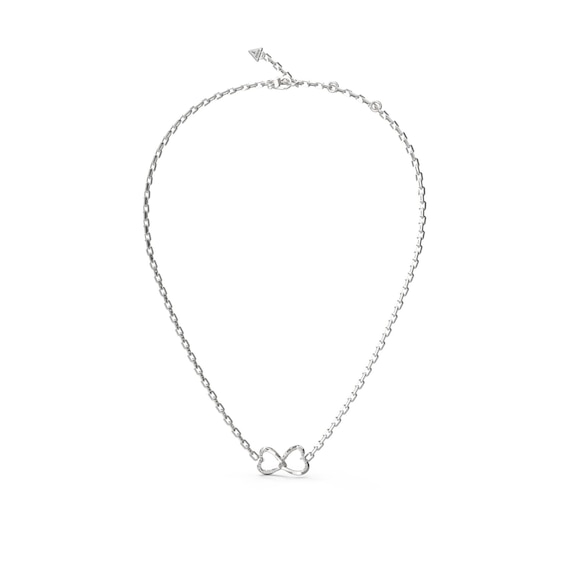 Guess Silver Tone Mon Amour Two Hearts 16-18 Necklace