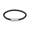 Thumbnail Image 1 of Guess Men's Black Vintage Black Leather Stainless Steel Bracelet