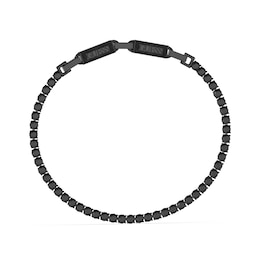 Guess Men's Logo Buckle Black Stone Tennis Bracelet
