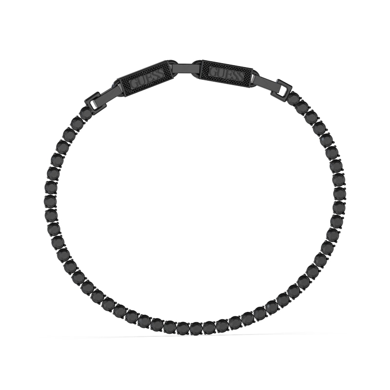 Main Image 1 of Guess Men's Logo Buckle Black Stone Tennis Bracelet