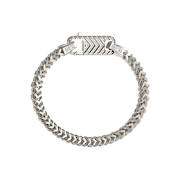 Guess Men's Textured Hook Stainless Steel Chain Bracelet