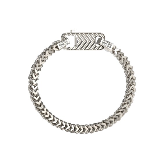 Guess Men's Textured Hook Stainless Steel Chain Bracelet