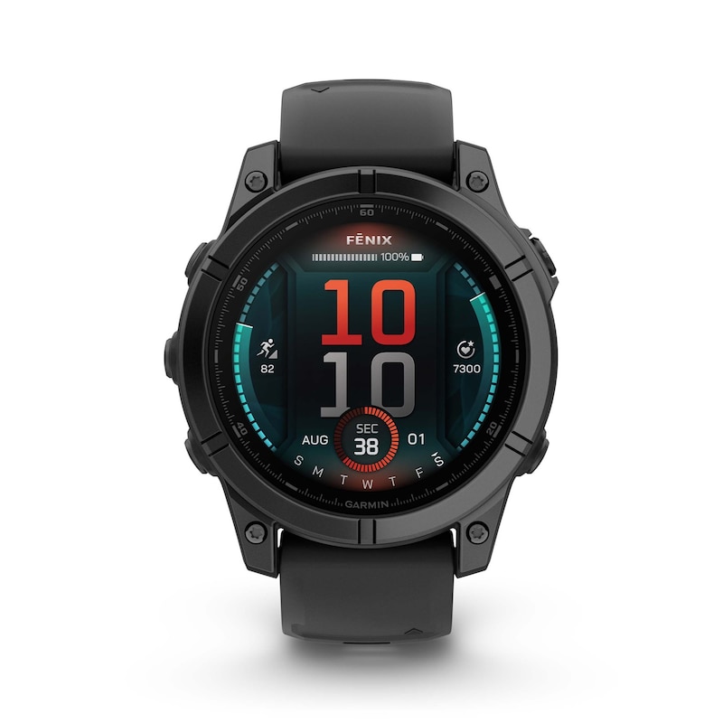 Main Image 1 of Garmin fēnix® E Amoled 47mm Slate Grey Steel Case Black Strap Smart Watch