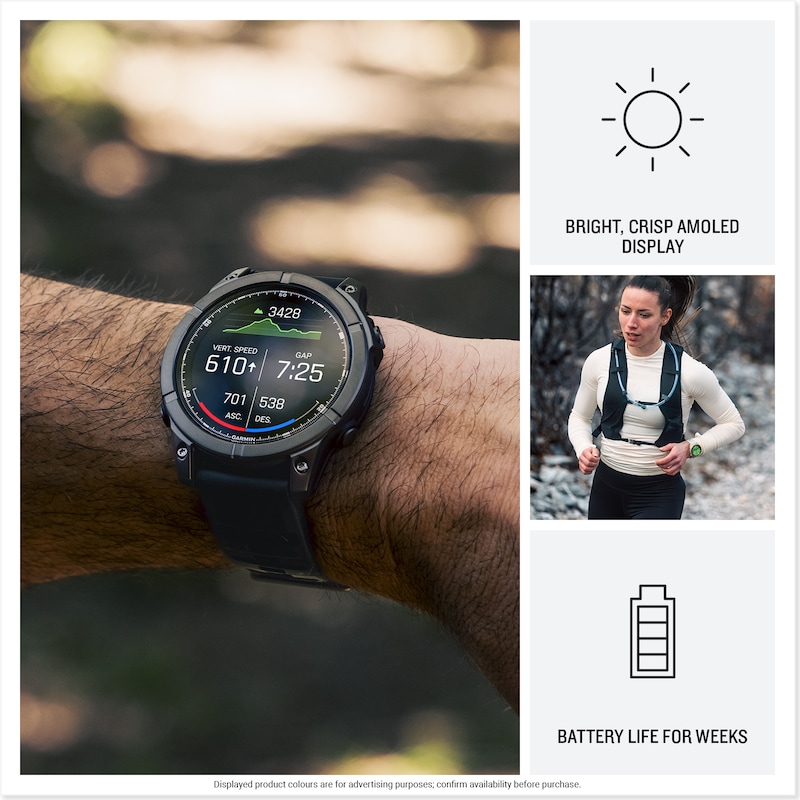 Main Image 3 of Garmin fēnix® E Amoled 47mm Slate Grey Steel Case Black Strap Smart Watch