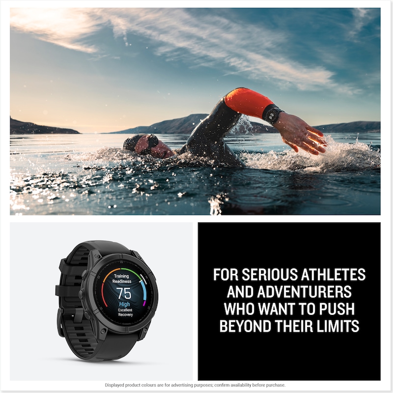 Main Image 6 of Garmin fēnix® E Amoled 47mm Slate Grey Steel Case Black Strap Smart Watch