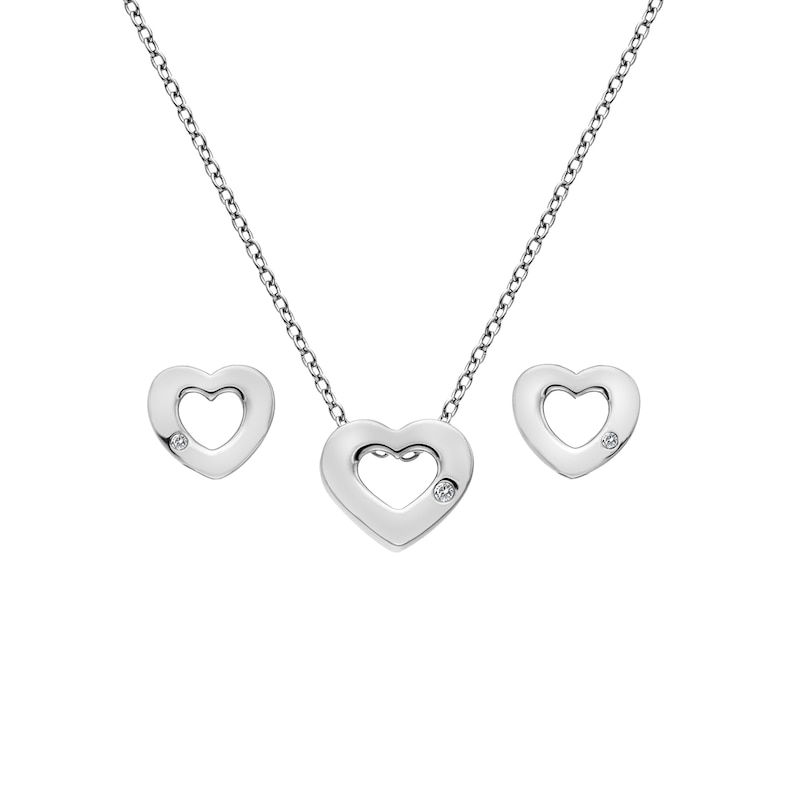 Main Image 1 of Hot Diamond Sterling Silver Amulet Heart Pendant & Stud Earrings Set