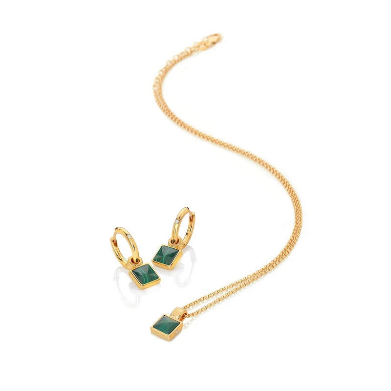 Main Image 2 of Hot Diamonds X Jac Jossa 9ct Gold Plated Revive Malachite Pendant & Stud Earrings Set
