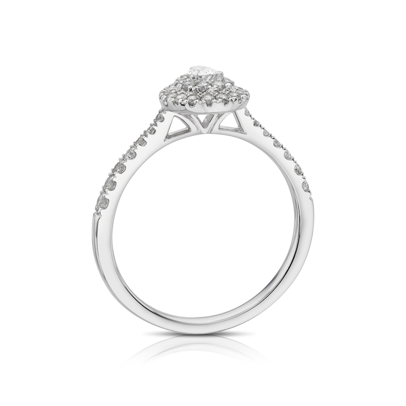 Main Image 3 of 14ct White Gold 0.40ct Diamond Pear Double Halo Ring