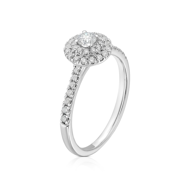 Main Image 2 of 9ct White Gold 0.40ct Diamond Round Double Halo Ring