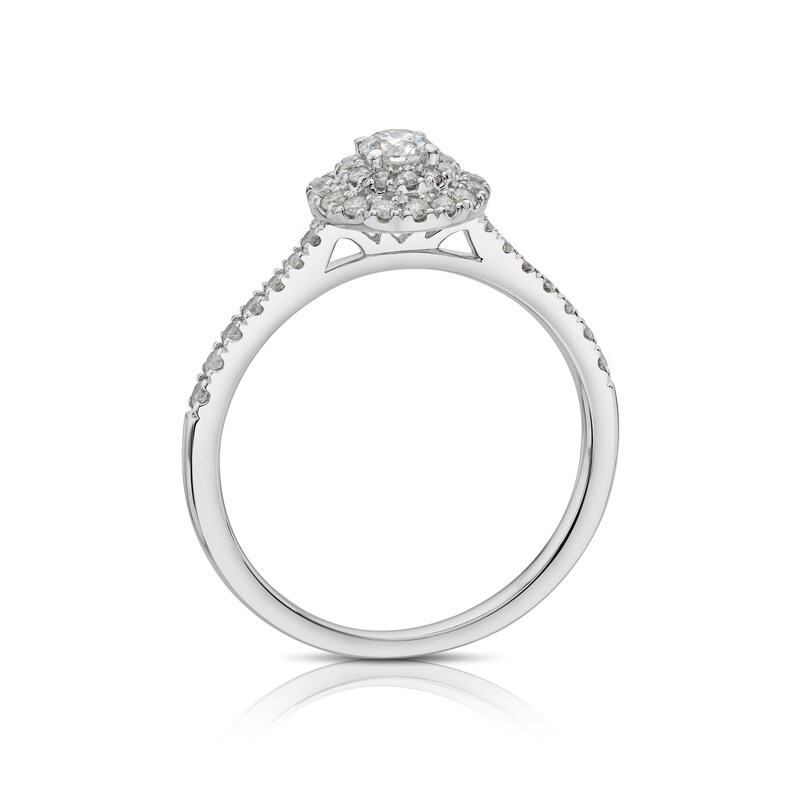 Main Image 3 of 9ct White Gold 0.40ct Diamond Round Double Halo Ring