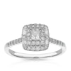 Thumbnail Image 1 of 9ct White Gold 0.40ct Diamond Cushion Double Halo Ring