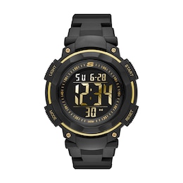 Skechers Ruhland Men's Yellow Detail Digital Dial Black Nylon Strap Watch