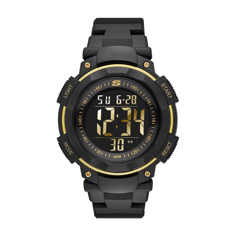 Main Image 1 of Skechers Ruhland Men's Yellow Detail Digital Dial Black Nylon Strap Watch