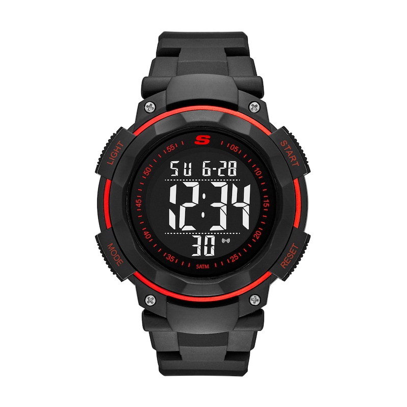 Main Image 1 of Skechers Ruhland Men's Red Detail Black Plastic Strap Watch