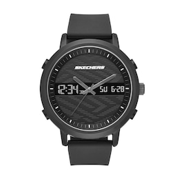 Skechers Lawndale Men's Dual Digital Dial Black Silicone Strap Watch