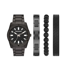Skechers Men's Black Dial Black Tone Bracelet Watch With 4 Matching Bracelets
