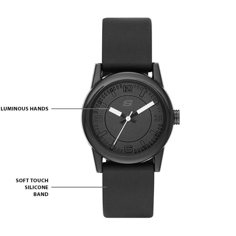 Main Image 3 of Skechers Rosecrans Ladies' All Black Silicone Strap Watch