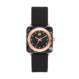 Skechers Calabar Ladies' Square Two Tone Dial Black Silicone Strap Watch