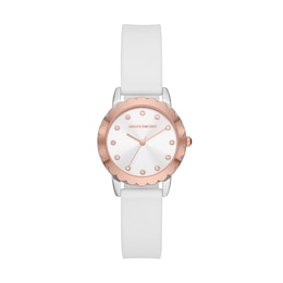 Skechers Anaheim Ladies' Rose Bezel White Silicone Strap Watch
