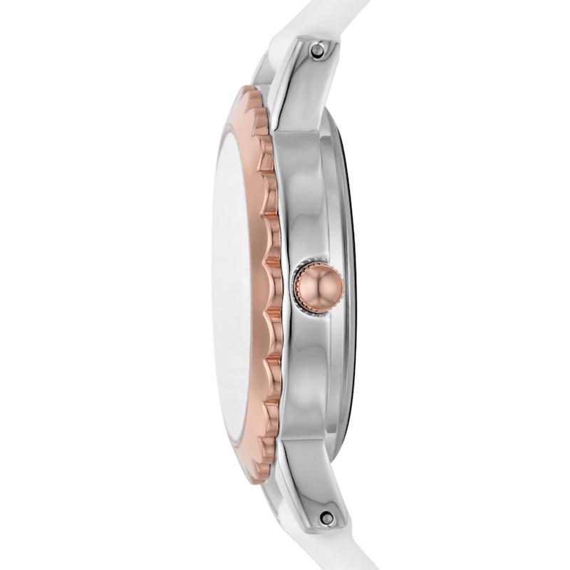 Main Image 3 of Skechers Anaheim Ladies' Rose Bezel White Silicone Strap Watch