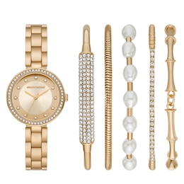 Skechers Ladies' Gold Tone Link Watch With 5 Matching Bracelets