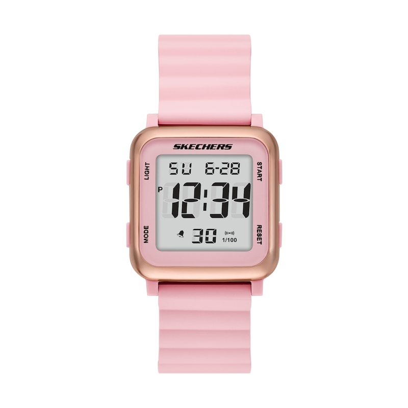 Main Image 1 of Skechers Beckworth Ladies' Digital Dial Pink Textured Silicone Strap Watch