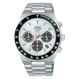 Lorus Men's Solar White Dial Stainless Steel Bracelet Watch