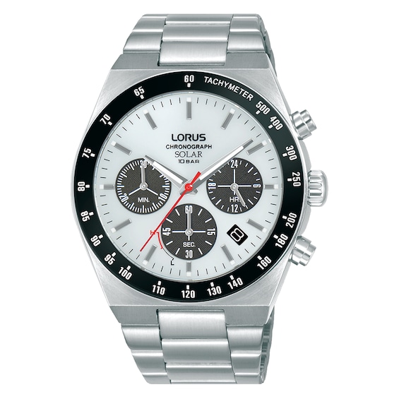 Lorus Men's Solar White Dial Stainless Steel Bracelet Watch