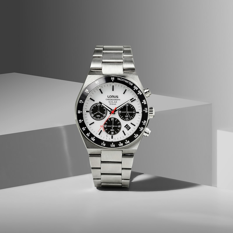 Main Image 2 of Lorus Men's Solar White Dial Stainless Steel Bracelet Watch