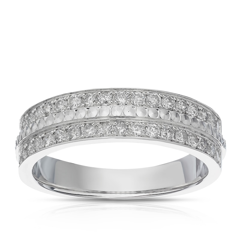 Main Image 1 of 9ct White Gold 0.50ct Diamond Triple Row Eternity Ring