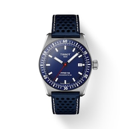 Tissot PR516 Men's Blue Dial Blue Leather Strap Watch